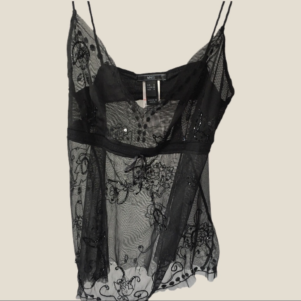 Black Mesh top from Mango S
